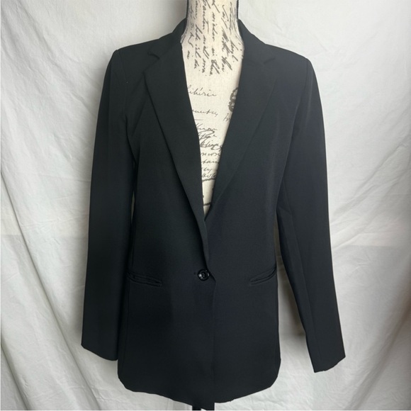 Lulu's Black Notch Lapel, Slit Pockets, Split Back Stretch Suit Blazer S - Picture 1 of 13